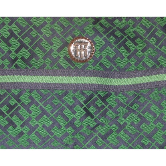 Tommy Hilfiger Green & Blue Embroidered Logo TH Purse Tote Front Pocket - Picture 2 of 6